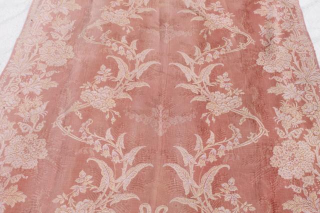 photo of old antique woven cotton jacquard drapery panels, aesthetic vintage portieres, drapes w/ tassels #19