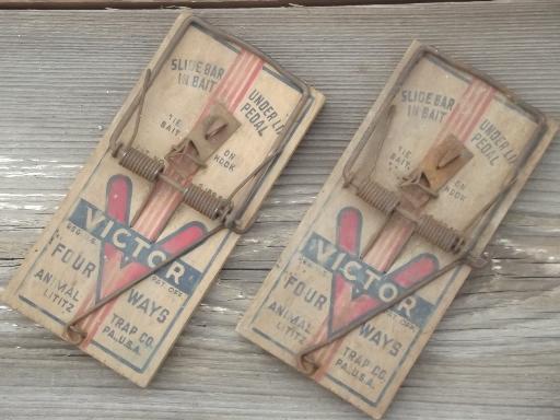 photo of old barn rat traps for decoration, creepy vintage Halloween prop pieces #1