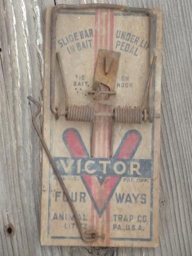 photo of old barn rat traps for decoration, creepy vintage Halloween prop pieces #4