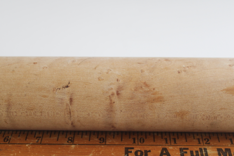 photo of  old birdseye maple hardwood rolling pin, vintage kitchen collectible  #2