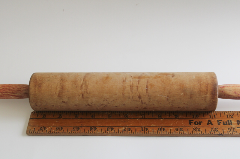 photo of  old birdseye maple hardwood rolling pin, vintage kitchen collectible  #4