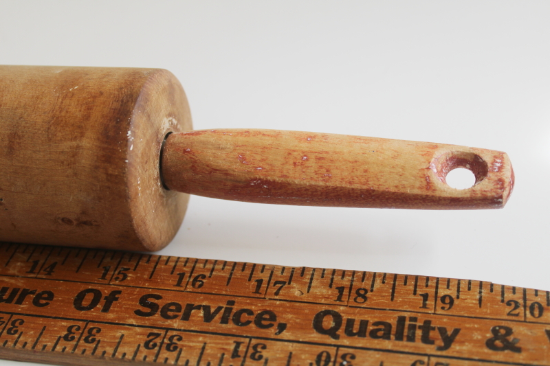 photo of  old birdseye maple hardwood rolling pin, vintage kitchen collectible  #5