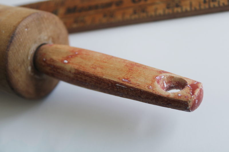 photo of  old birdseye maple hardwood rolling pin, vintage kitchen collectible  #6