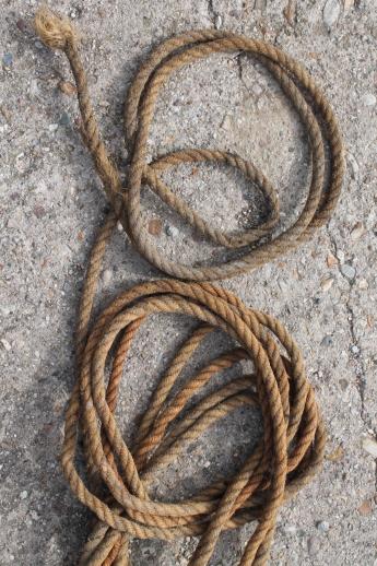 photo of old block & tackle barn pulley hooks w/ natural rope, rustic farm tool fence stretcher #7