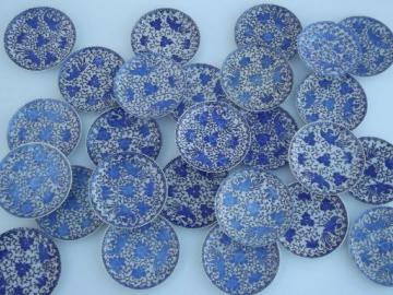 catalog photo of old blue and white china Phoenix Ware little plates and saucers lot