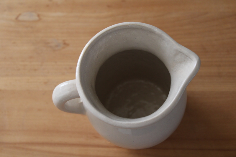 photo of old blue banded stoneware milk jug, small pitcher Robinson Ransbottom pottery Roseville Ohio #2