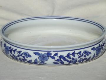 catalog photo of old blue & white Chinese porcelain tray or bowl for forcing flower bulbs