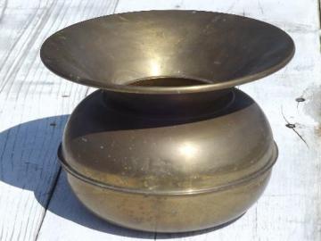 catalog photo of old brass spittoon, vintage Jim Beam engraved mark