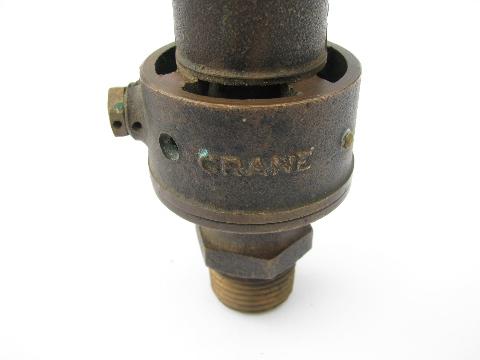 photo of old brass/bronze industrial steam boiler pop-off valve, Hit and Miss engine vintage #3