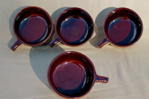 photo of old brown band pottery soup bowl cups or mugs, vintage Western stoneware #5