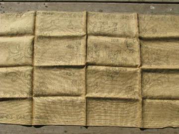 catalog photo of old burlap hooked rug canvas to hook w/ yarn or wool, floral oval center