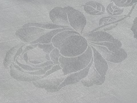 photo of old cabbage roses linen damask tablecloth, vintage table linens #5