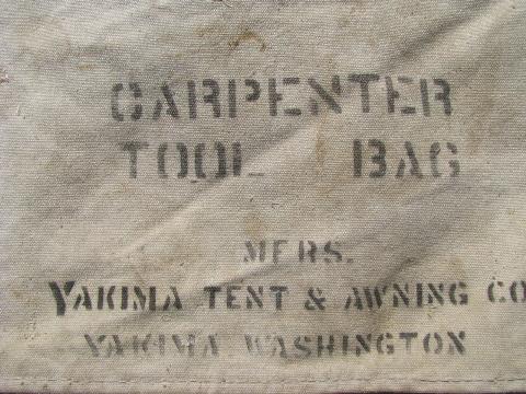 photo of old canvas tool bag for carpenter or machinist's tools, Yakima Tent & Awning #3