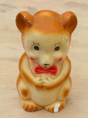 photo of old carnival souvenir chalkware bear bank #1