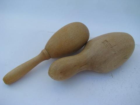 photo of old carved wood sock darners, vintage sewing, darning mending eggs #1