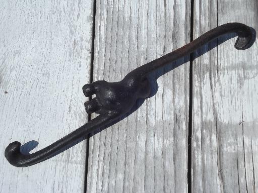 photo of old cast iron figural monkey hanging hook coat hanger, vintage Japan #3