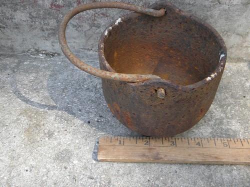 photo of old cast iron glue pot, little witches kettle bucket for Halloween #1