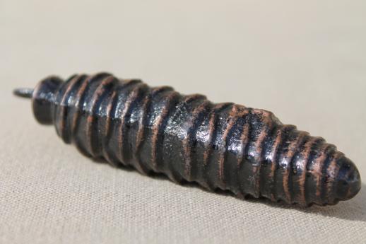 photo of old cast iron pine cone, pinecone weight for vintage cuckoo clock #2