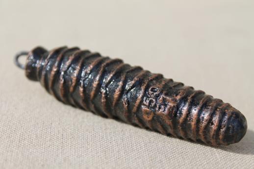 photo of old cast iron pine cone, pinecone weight for vintage cuckoo clock #3