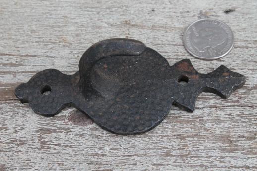 photo of old cast iron wall mount coat hooks w/ hammered finish, Arts & Crafts / Mission vintage hardware #6