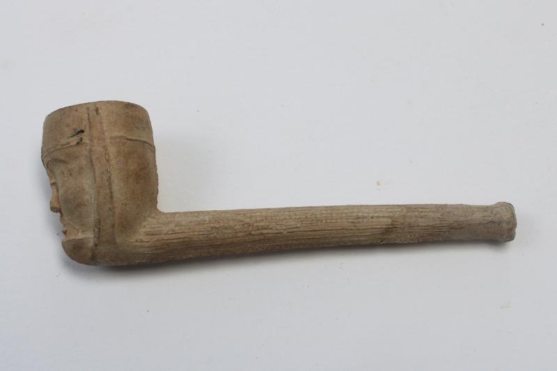 photo of old clay pipe, tobacco smoking pipe figural head and face, early 1900s vintage? #2