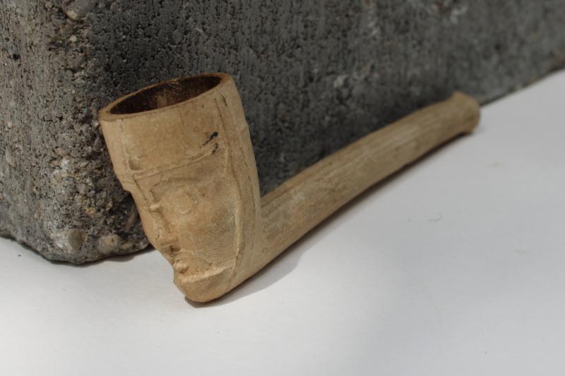 photo of old clay pipe, tobacco smoking pipe figural head and face, early 1900s vintage? #3