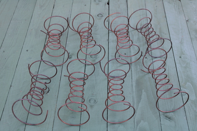 photo of old copper plated steel bed springs, lot of 8 primitive wire bedsprings, primitive rustic vintage  #1