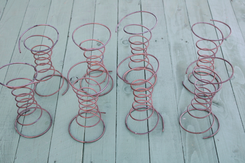 photo of old copper plated steel bed springs, lot of 8 primitive wire bedsprings, primitive rustic vintage  #6
