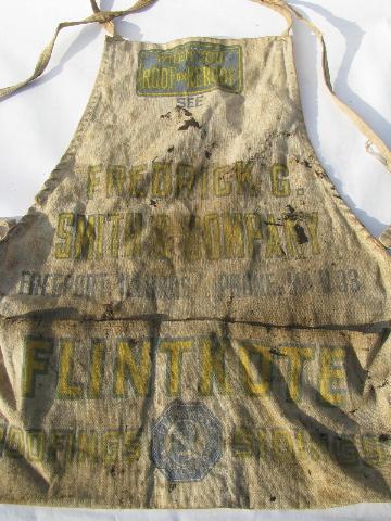 photo of old cotton canvas carpenter's tool bib apron, FG Smith - Freeport Ill. #2