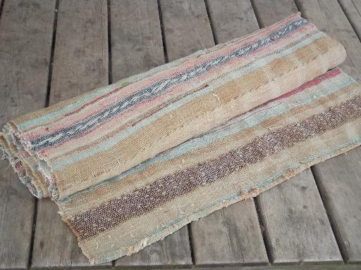 photo of old cotton farmhouse kitchen stairs rug, long stair runner, vintage 1940s #7