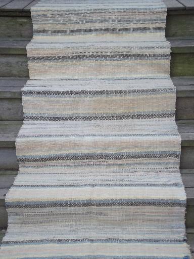 photo of old cotton farmhouse kitchen stairs rug, long stair runner, vintage 1940s #1