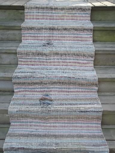 photo of old cotton farmhouse kitchen stairs rug, long stair runner, vintage 1940s #1