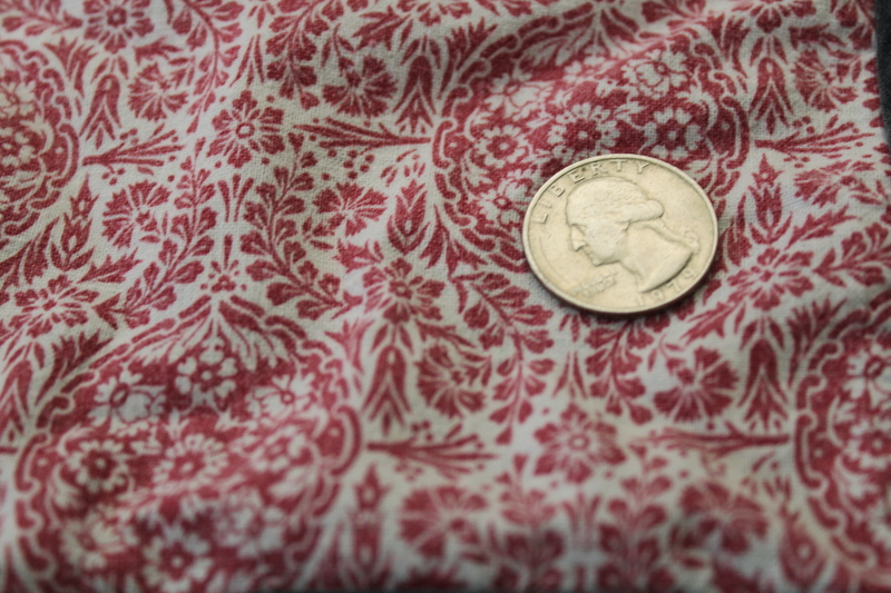 photo of old cotton feed sack tablecloth from farmhouse kitchen, barn red & white print fabric #4