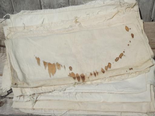 photo of old cotton feedsacks lot, flour sacks  / grain bags with original stitching #1