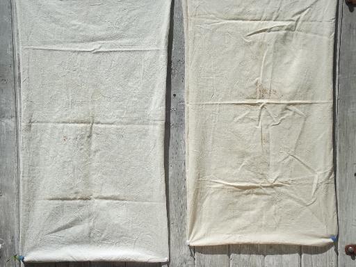 photo of old cotton feedsacks lot, flour sacks  / grain bags with original stitching #2