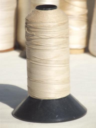 photo of old cotton & linen thread spools, grubby antique vintage thread cones lot #3