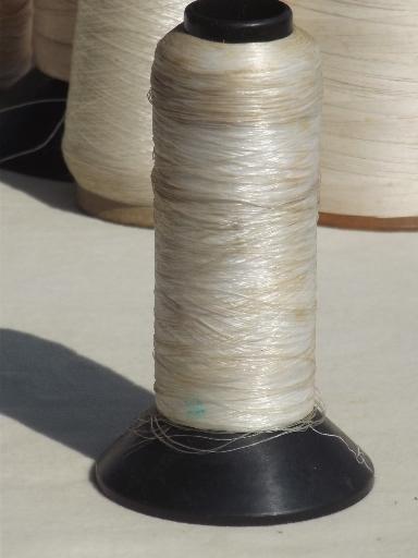 photo of old cotton & linen thread spools, grubby antique vintage thread cones lot #6