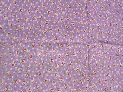 photo of cotton feed sack fabric, flowers & dots on aqua #1