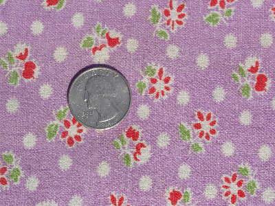 photo of cotton feed sack fabric, flowers & dots on aqua #2