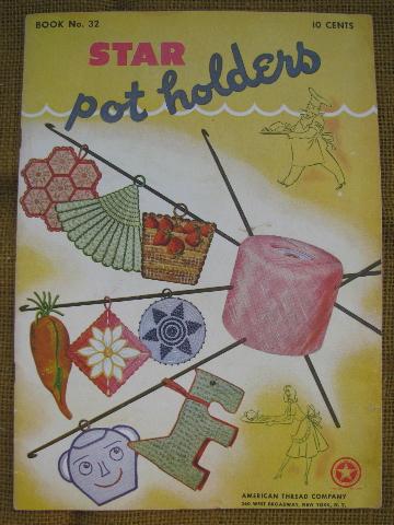 photo of old crochet potholders pattern booklets lot,40s vintage pot holders #4