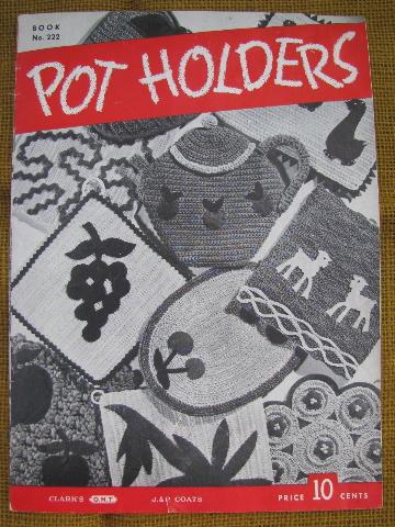 photo of old crochet potholders pattern booklets lot,40s vintage pot holders #6