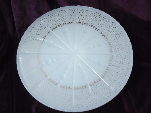 photo of old custard ivory glass cake stand, vintage pedestal plate for desserts #3