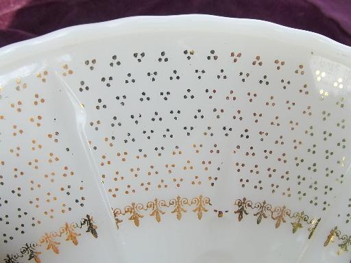 photo of old custard ivory glass cake stand, vintage pedestal plate for desserts #4