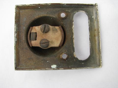 photo of old deco brass architectural doorbell button, 1925 pat #2