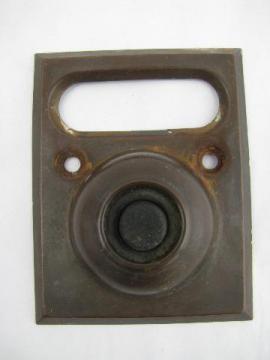 catalog photo of old deco brass architectural doorbell button, 1925 pat