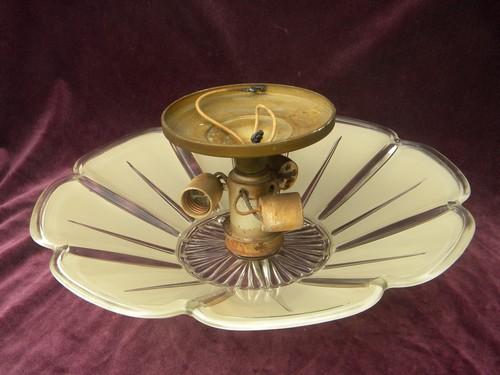 photo of old deco ceiling light fixture w/glass shade, vintage lighting #2