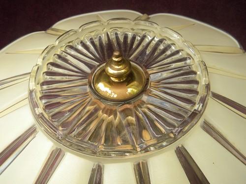 photo of old deco ceiling light fixture w/glass shade, vintage lighting #3