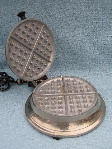 photo of old deco vintage round chrome waffle maker for breakfast table #2