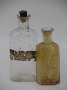 catalog photo of old drugstore pharmacy medicine bottles, Janesville and Brodhead Wisconsin