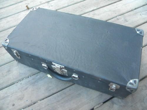 photo of old early century Samson suitcase luggage w/chrome corner hardware #1